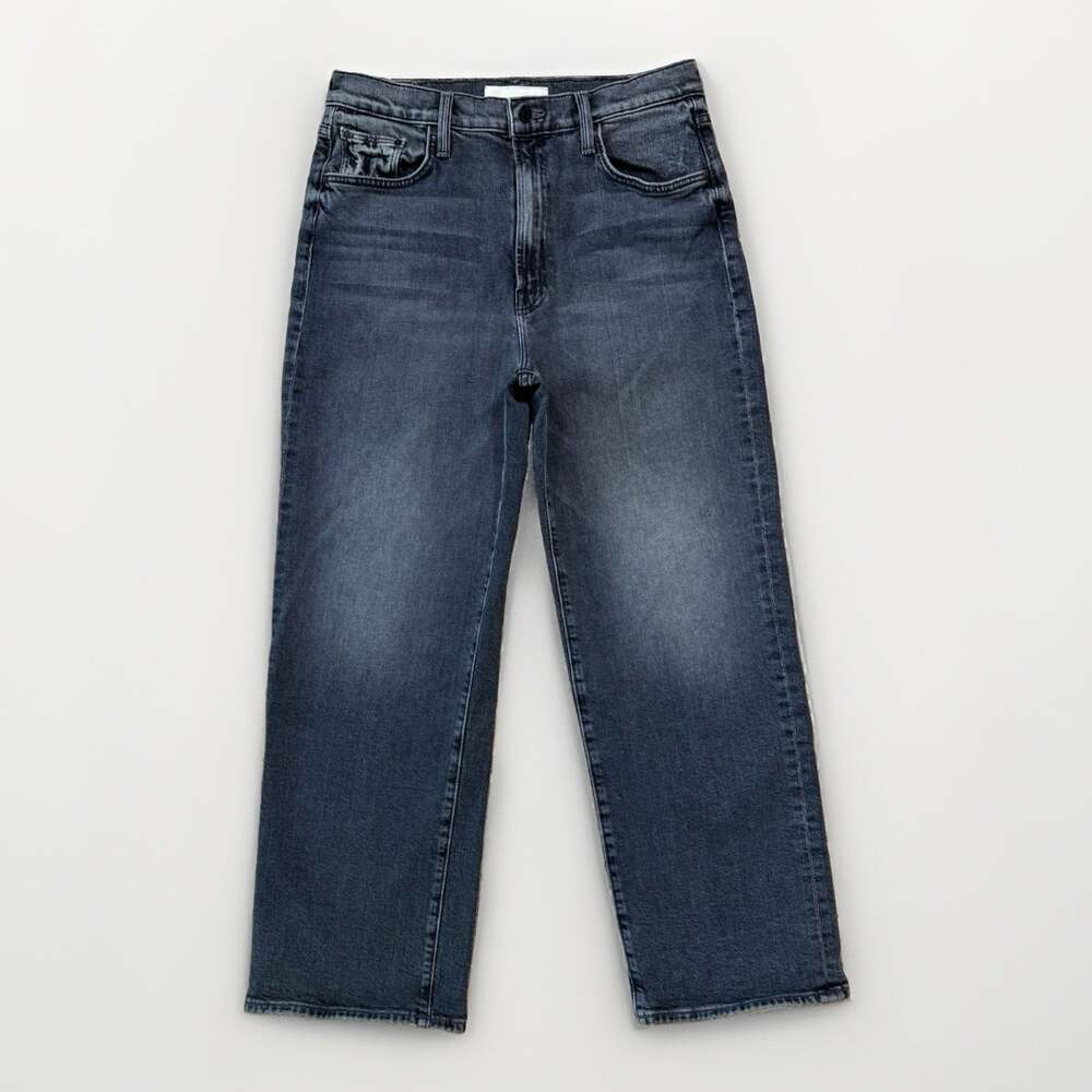 Mother Rambler Zip Flood Jeans Women's 32 Black Faded Wash Boho Party New York